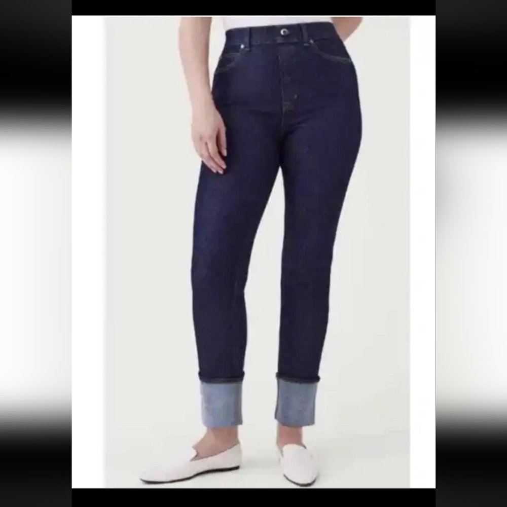 NWT Spanx Cuffed Straight Leg Jeans in Raw Indigo Size 3X P Pants Jeans